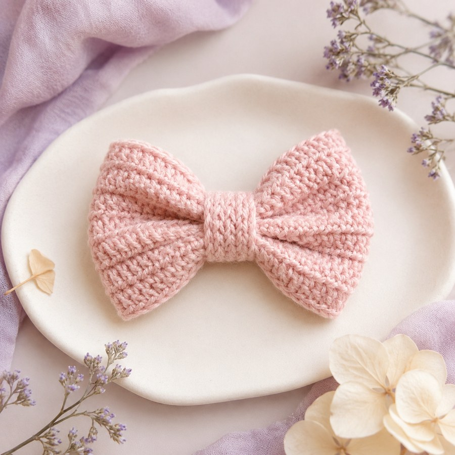 Blush crochet bow