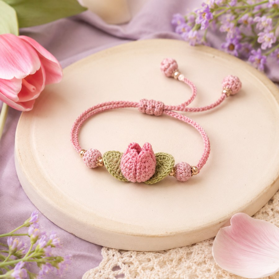 Tulip adjustable crochet accessory in pink
